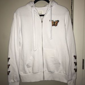 Embroidered butterfly zipper jacket